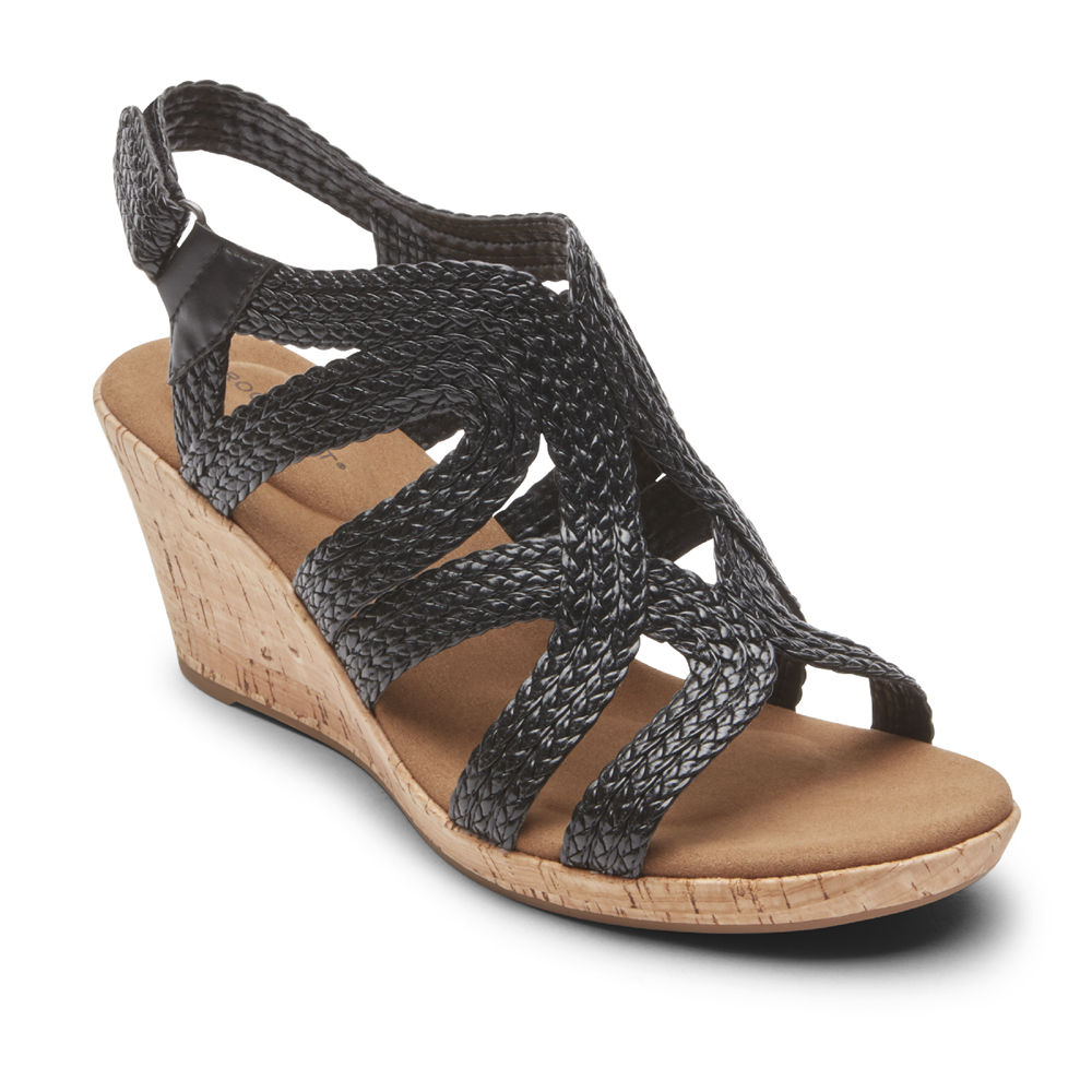 Rockport Singapore Womens Sandals - Briah Braided Black - FW5369874